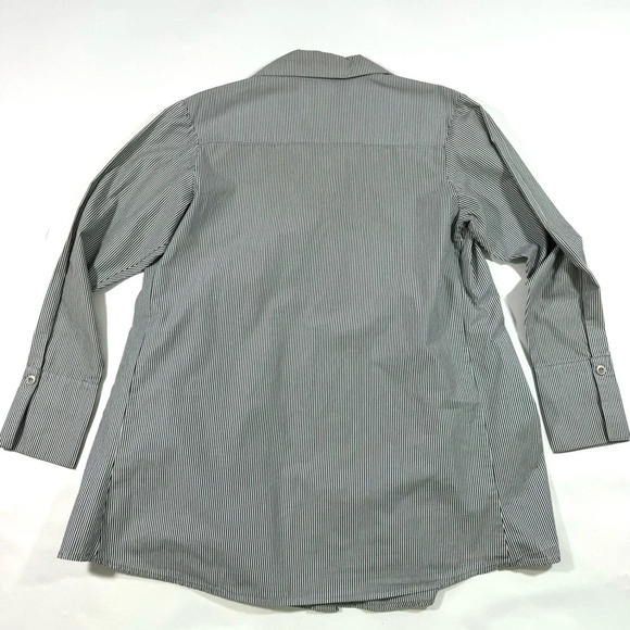 Planet Lauren G Cotton Smock Shirt Stripes Pockets - Picture 4 of 9